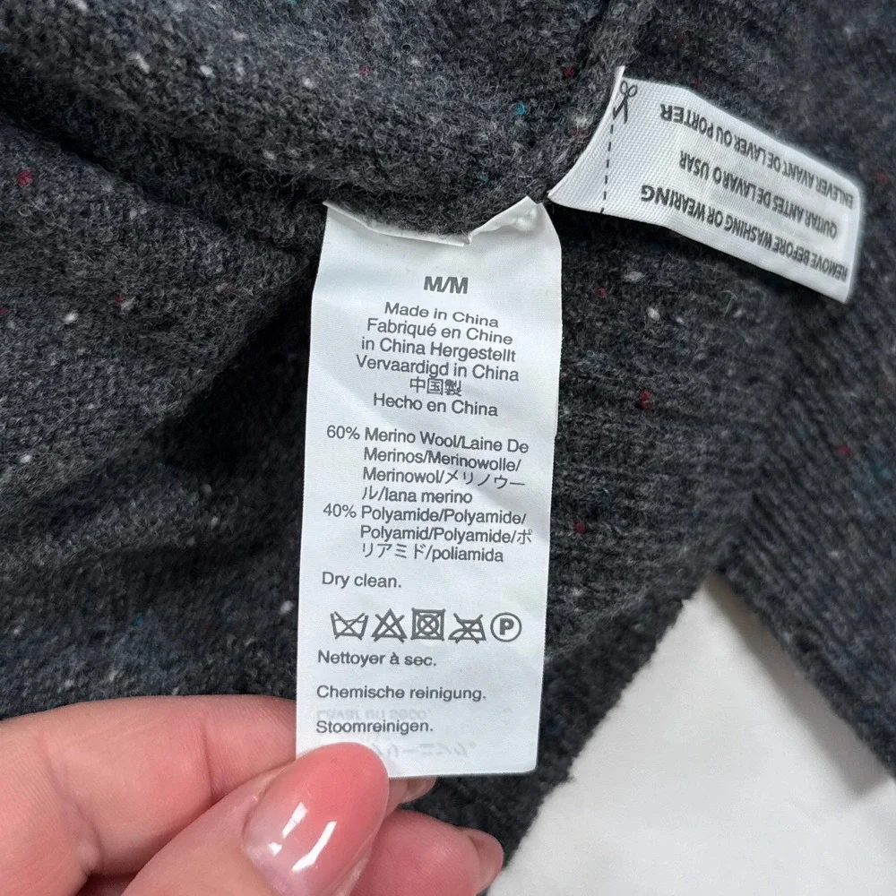 J.Crew Mens Sweater Medium Grey Donegal Shawl Collar Merino Wool Minimalist